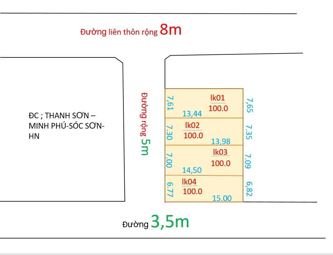 Bán đất 100m² ngang 7.3m giá 2.1 tỷ tại Xã Minh Phú Huyện Sóc Sơn