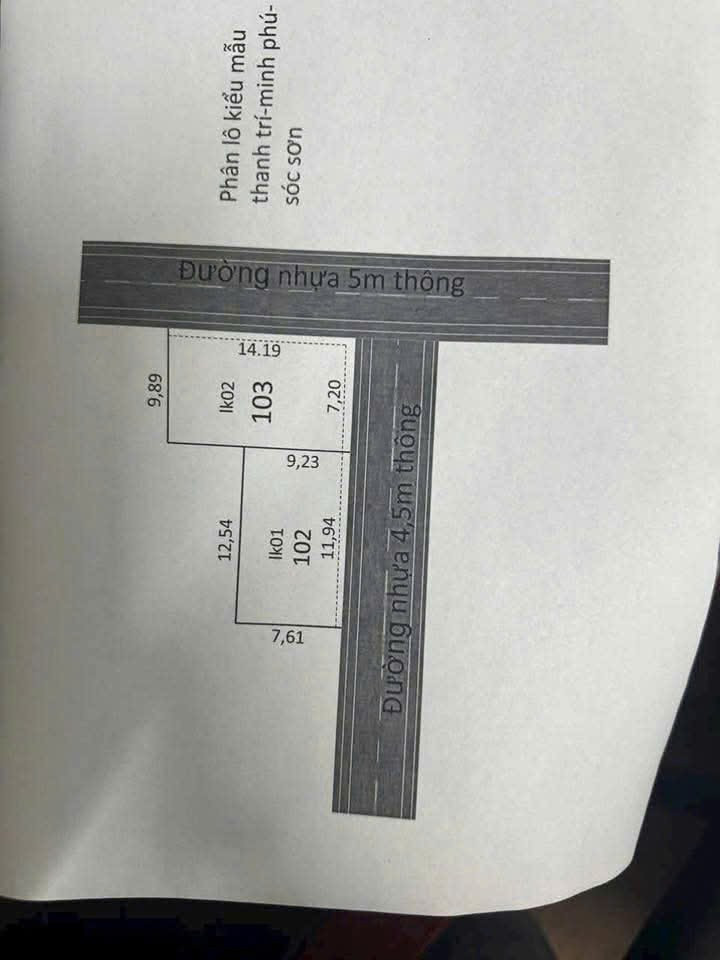 Bán đất 102m² ngang 7.2m giá 2.1 tỷ tại Xã Minh Phú Huyện Sóc Sơn