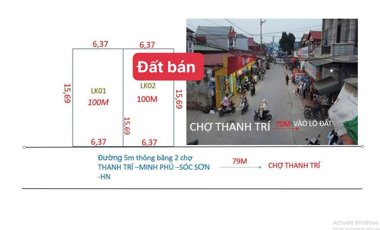 Bán đất 100m² ngang 6.3m giá 2.7 tỷ tại Xã Minh Phú Huyện Sóc Sơn