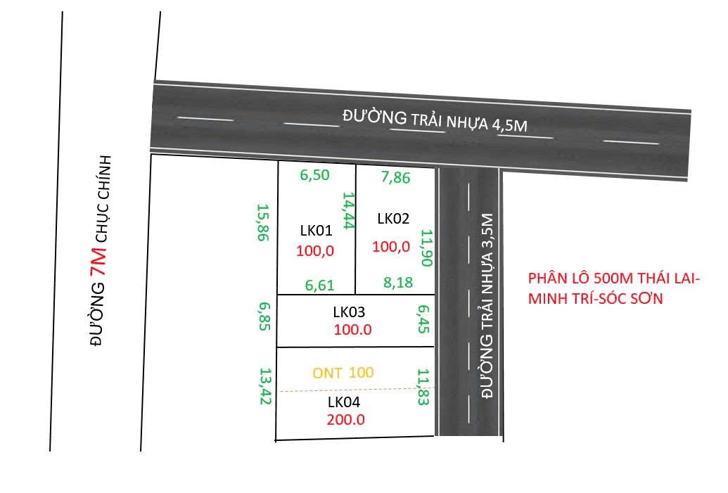 Bán đất 100m² ngang 6.5m giá 1.7 tỷ tại Xã Minh Trí Huyện Sóc Sơn