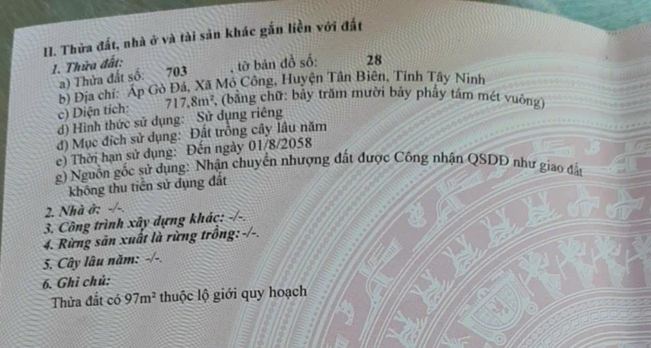 Chính Chủ Cần Bán Lô Đất Đẹp Tại Ấp Gò Đá, Xã Mỏ Công, Huyện Tân Biên,Tây Ninh.