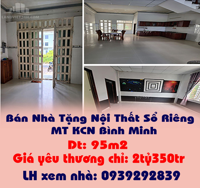 Chính Chủ Bán Nhà Tặng Nội Thất Sổ Riêng MT KCN Bình Minh