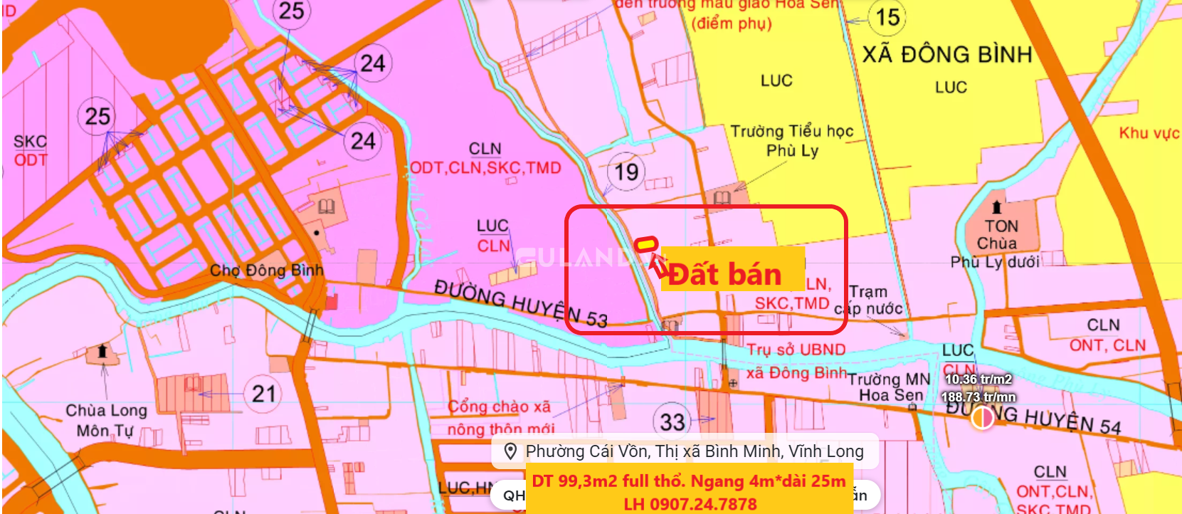 Bán đất giáp đường Huyện 53, Bình Minh, Vĩnh Long