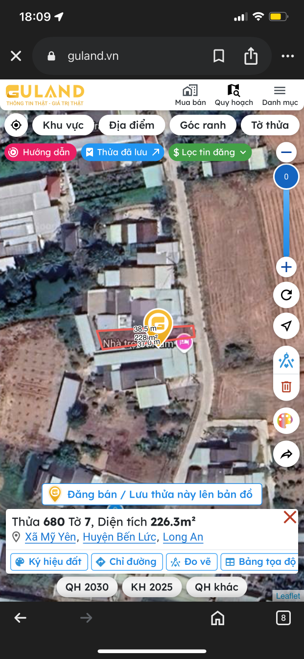 Cần bán đất ấp 6 mỹ yên. Đất nở hậu. Khu vực đông dân cư
