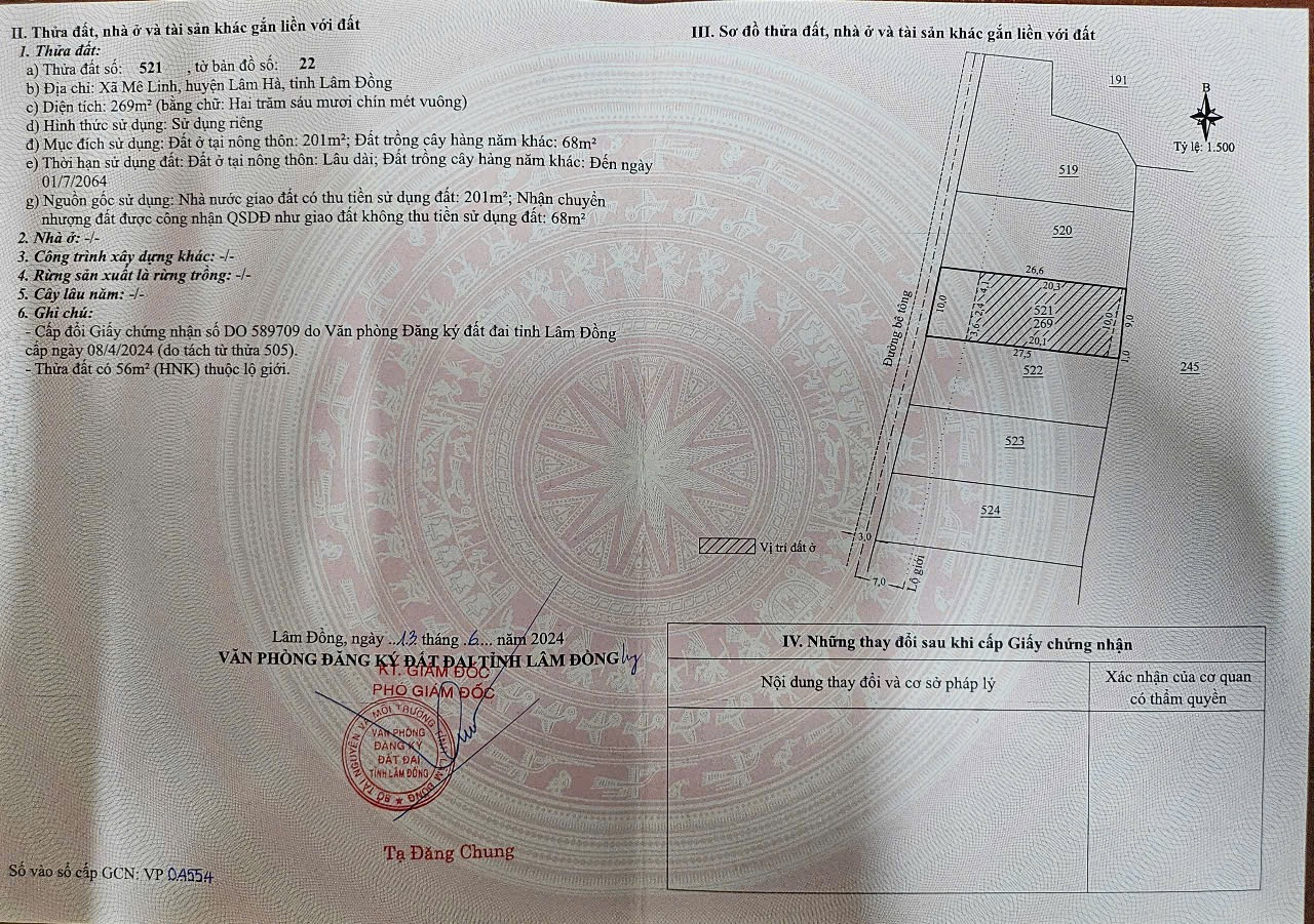 NỀN ĐẤT CÁCH DT 725 300m CHỈ 1.250 trđ