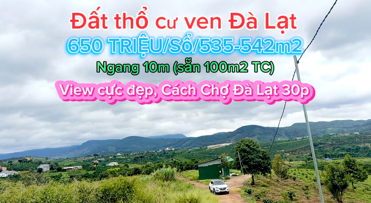 View đẹp giá rẻ có thổ cư 650TR/542m2(100m2 TC) ngang 10m☎️0938.60.9098