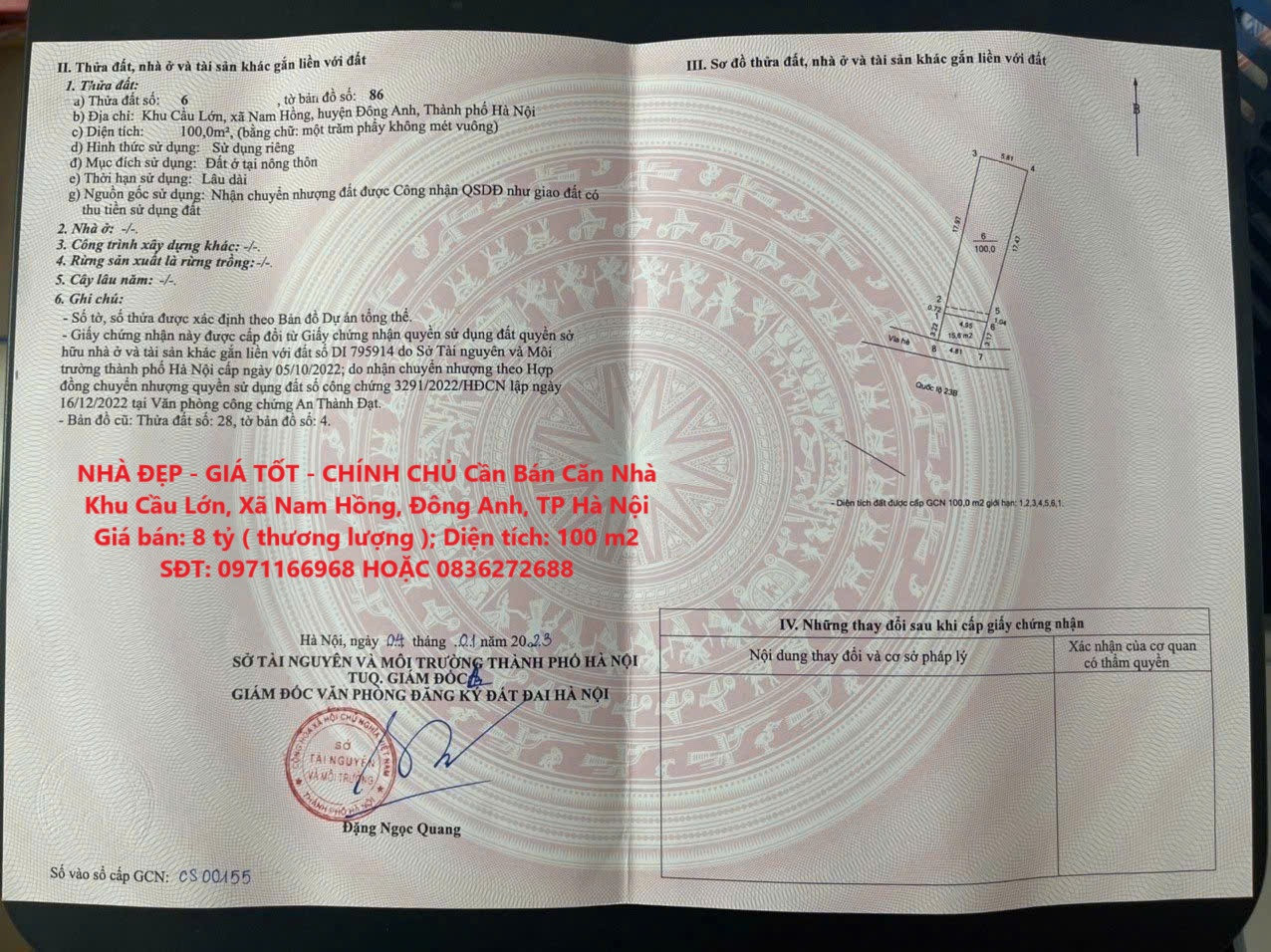 NHÀ ĐẸP - GIÁ TỐT - CHÍNH CHỦ Cần Bán Căn Nhà Khu Cầu Lớn, Xã Nam Hồng, Đông Anh, TP Hà Nội