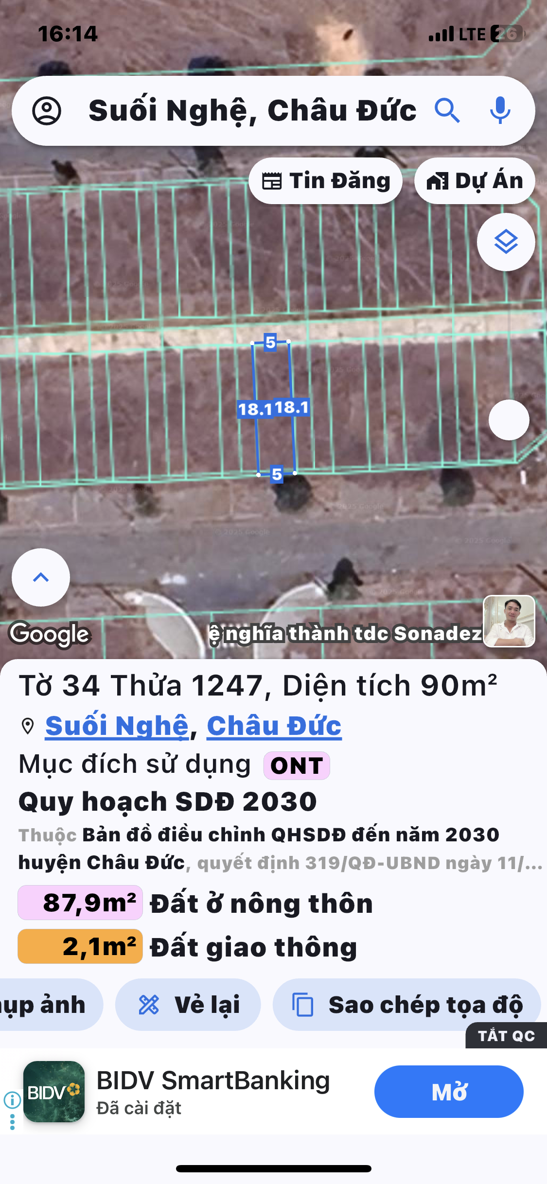 Bán đất 90m² ngang 5,5m giá 1.15 tỷ Xã Ngãi Giao, Châu Đức
