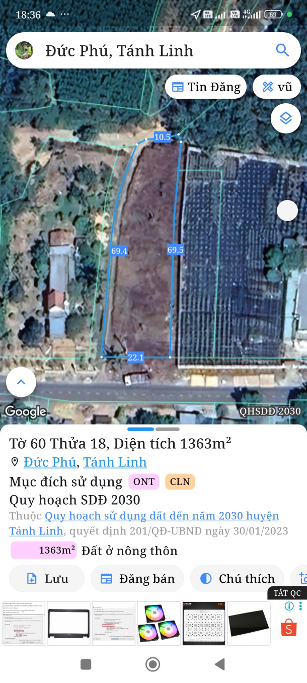 Bán đất 1363m² ngang 22m giá 3.45 tỷ Xã Nghị Đức