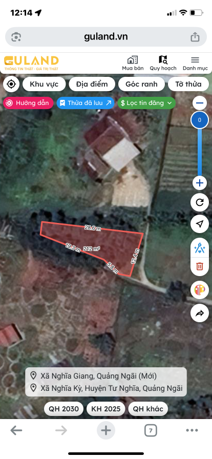Bán đất 212.4m² giá 190 triệu Xã Nghĩa Giang