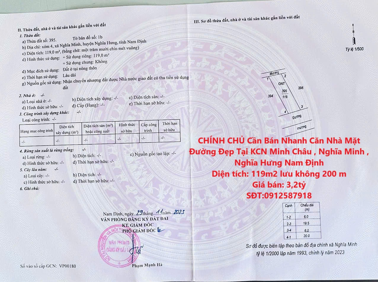 CHÍNH CHỦ Cần Bán Nhanh Căn Nhà Mặt Đường Đẹp Tại KCN Minh Châu , Nghĩa Minh , Nghĩa Hưng Nam Định