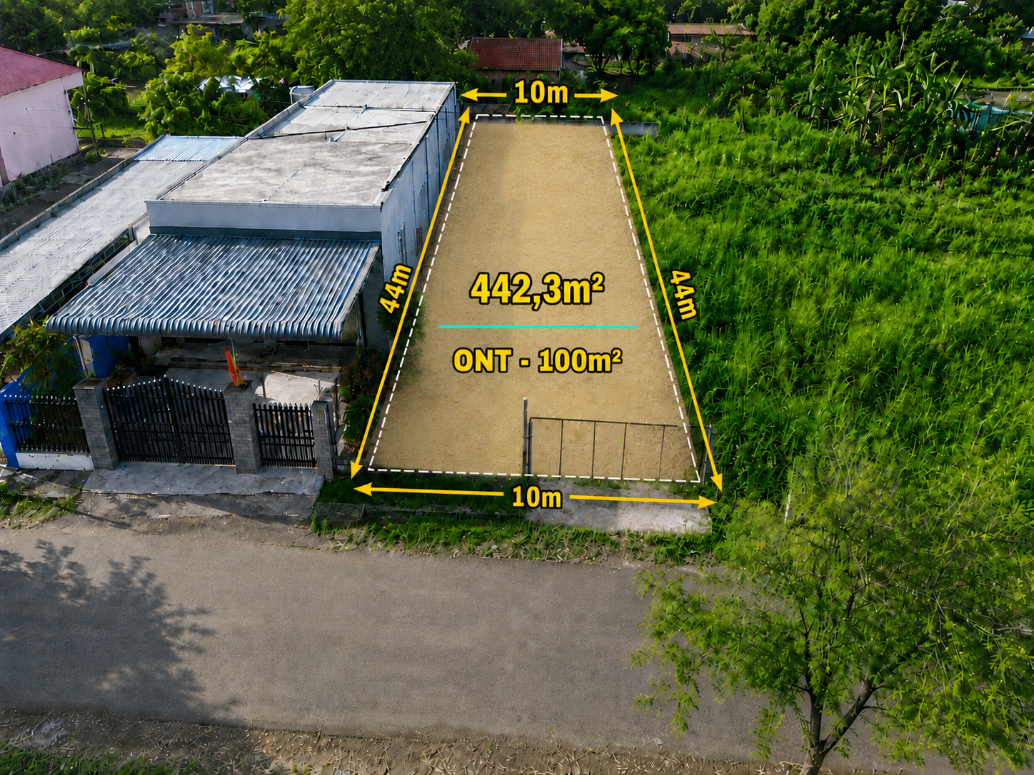 Bán đất 442.3m² có sẵn 100m² thổ cư ngang 10m giá 2.45 tỷ tại Đường Số 33 Xã Nghĩa Thành