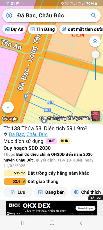 Bán đất 591m² ngang 10m giá 2.99 tỷ Xã Nghĩa Thành
