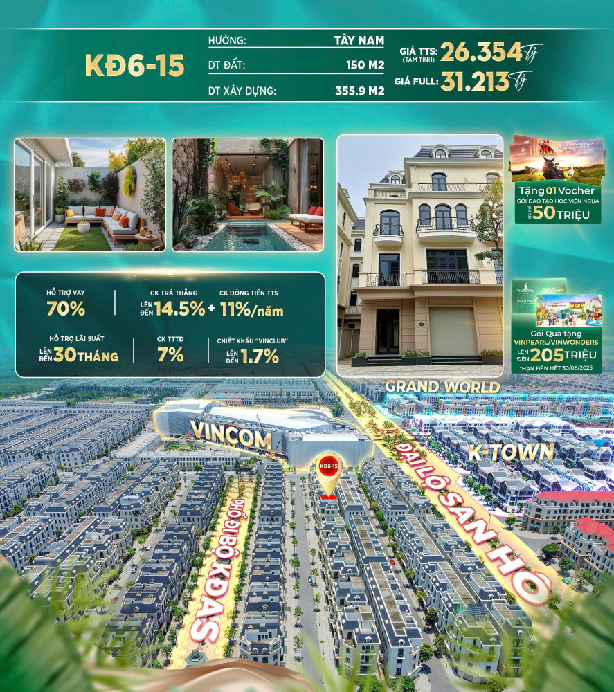 Biệt thự song lập KĐ6-15: Siêu phẩm đẳng cấp, vị trí vàng
Vinhomes Ocean Park 2