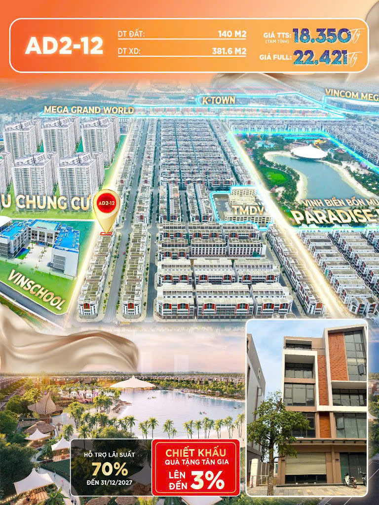 Shophouse AD2-12 với thiết kế độc đáo, 2 mặt tiền thoáng đãng
vinhomes ocean park 2