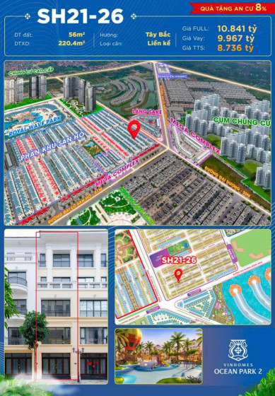 VINHOMES OCEAN PARK HƯNG YÊN, MASTERI CENTRAL SQUARE CĂN SH21-26