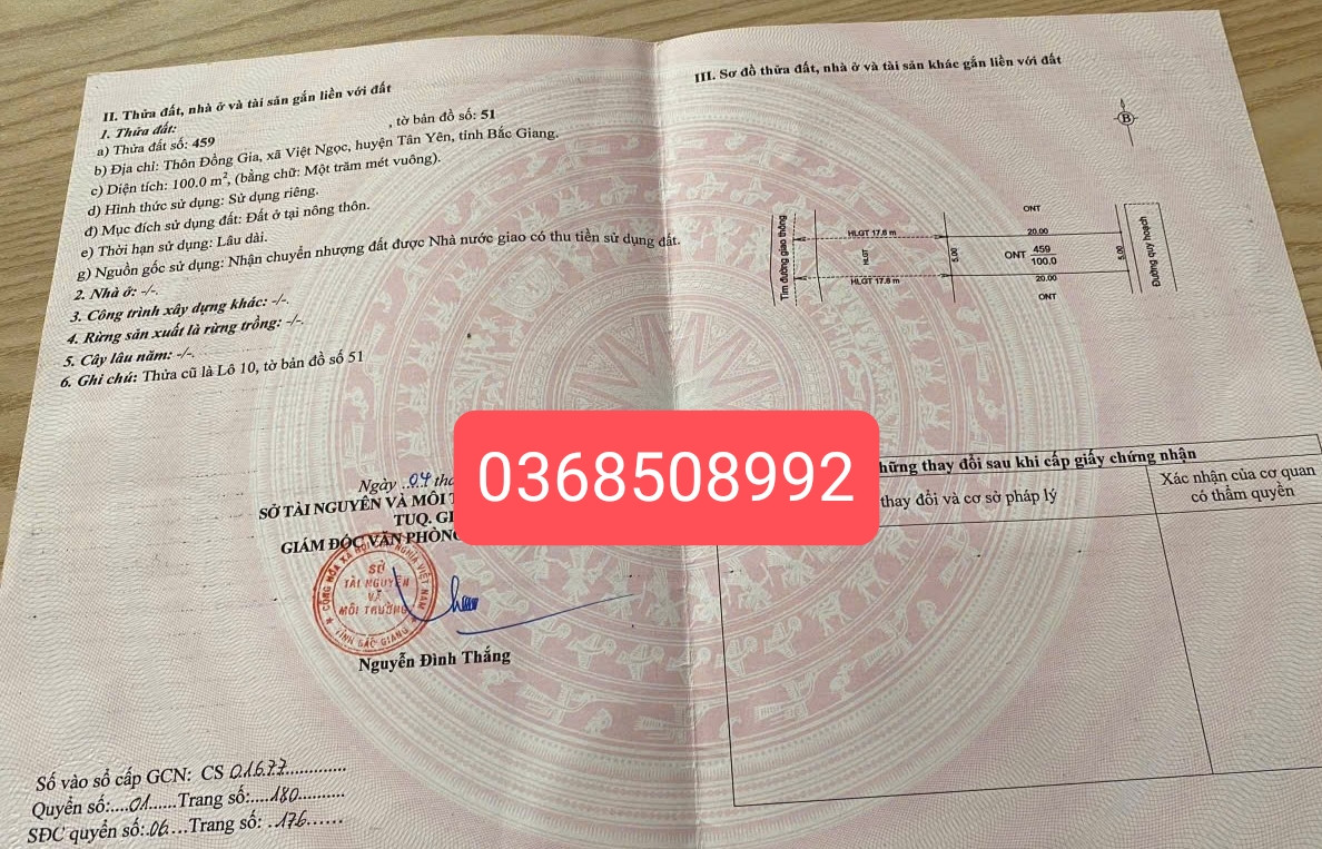 Bán đất 100m² ngang 5m giá 1.55 tỷ Xã Ngọc Thiện