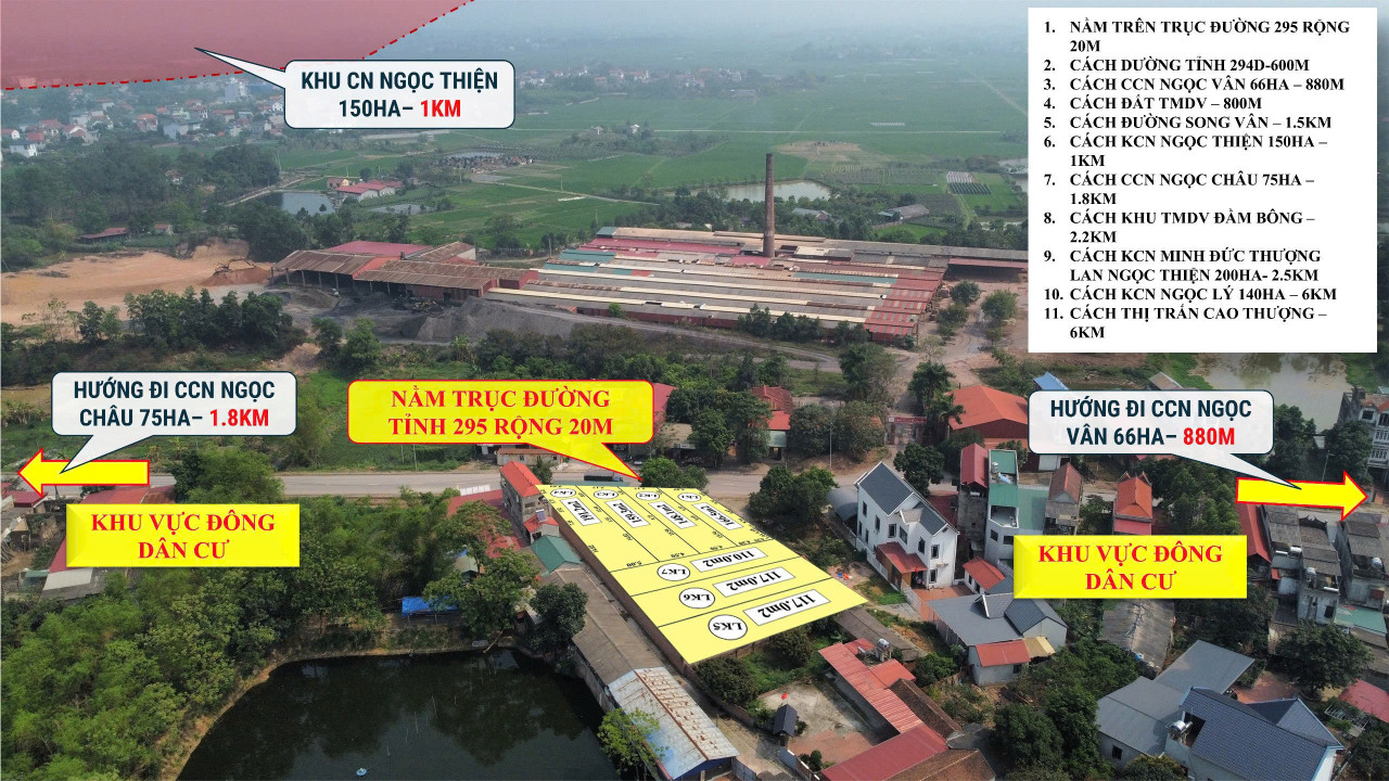 Bán đất 160m² ngang 5,17m giá 1.7 tỷ Xã Ngọc Thiện, NGAY MẶT ĐƯỜNG 295