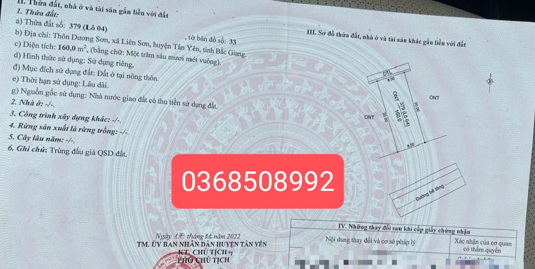 Bán đất 160m² ngang 8m giá 1.7 tỷ Xã Nhã Nam
