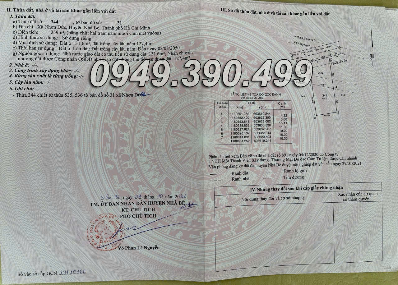 Bán đất gần MT Lê Văn Lương, Ngang 10m, 259m², 9 tỷ, Huyện Nhà Bè