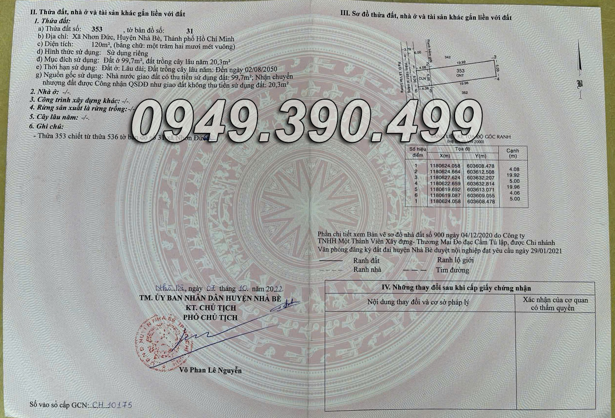 Bán đất đường Lê Văn Lương, 120m², giá 4.2 tỷ, Xã Nhơn Đức, Huyện Nhà Bè