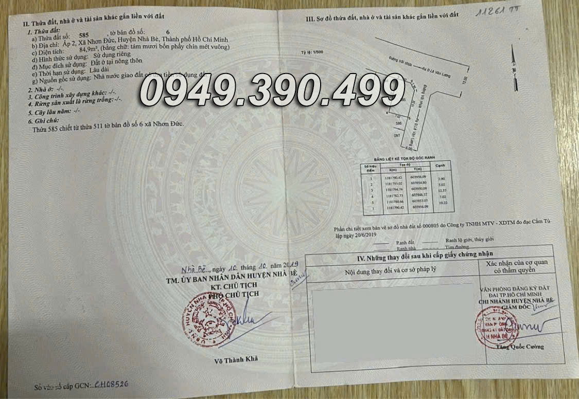 Bán đất 2 mặt tiền, gần đường Lê Văn Lương, 84.9m², 6.2 tỷ, tại Xã Nhơn Đức Huyện Nhà Bè