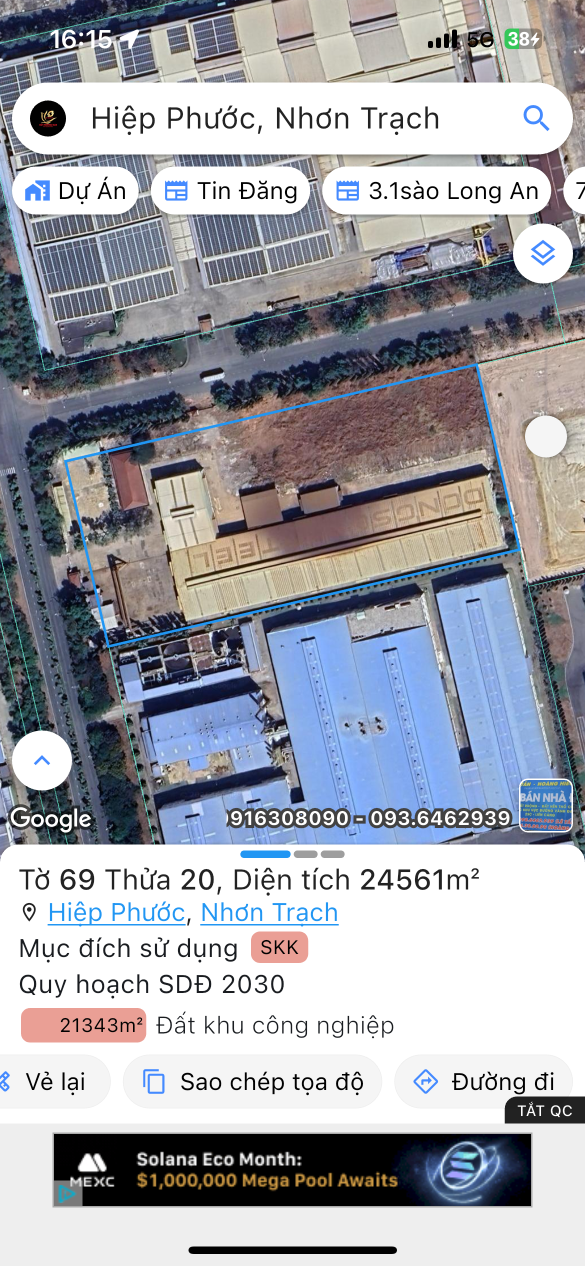 Bán nhà 19512.2m² ngang 98m giá 120 tỷ Xã Nhơn Trạch
