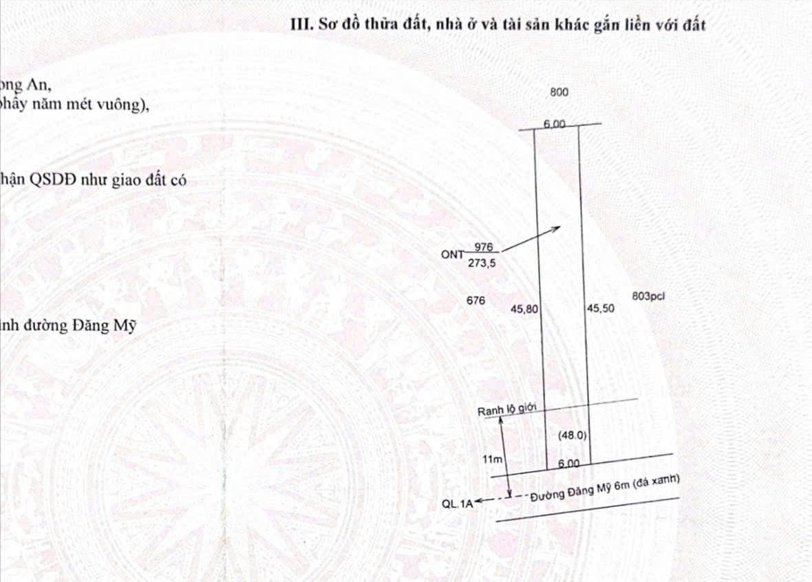 MT liên ấp - đường Đăng Mỹ dt 274m² đất thổ cư, gần đường QL1A, Giá 2.1 tỷ - xã Nhựt Tảo, Tây Ninh