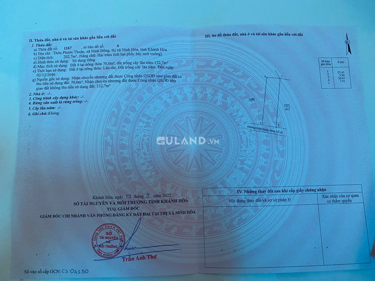 Phước Thuận, Ninh Đông, 7,5x27, 70 thổ giá đầu tư