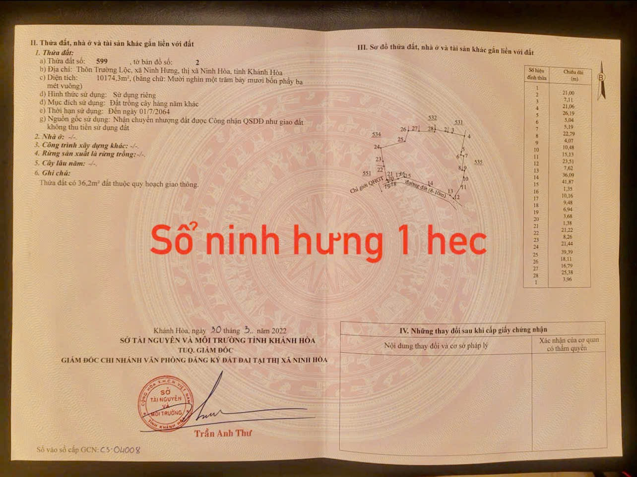 Đất vườn Ninh Hưng - Ninh Hoà