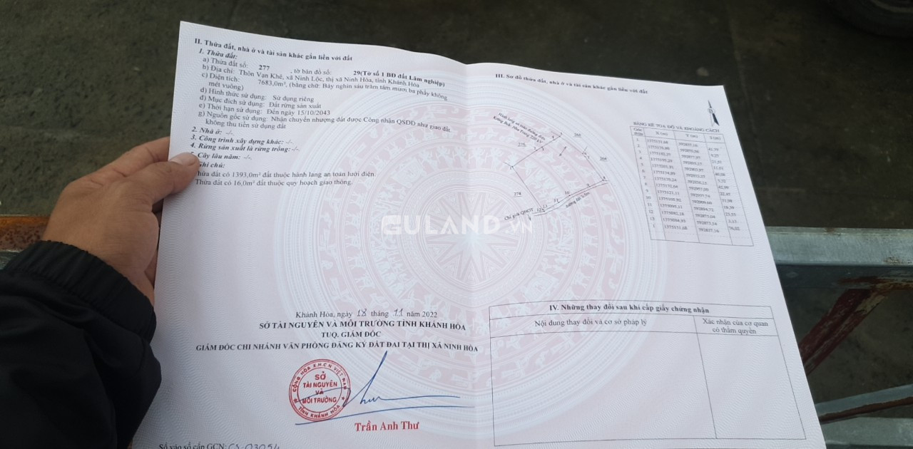 7683m2 RSX qh CLN giá rẻ Vạn Khê Ninh Lộc