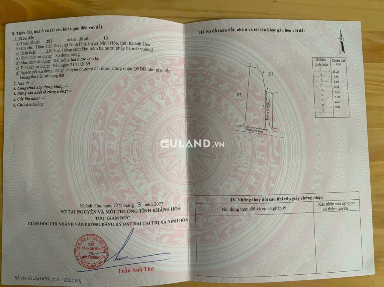 Lô ruộng Ninh Phú 2 mặt tiền bê tông, sát nhà dân giá siêu rẻ