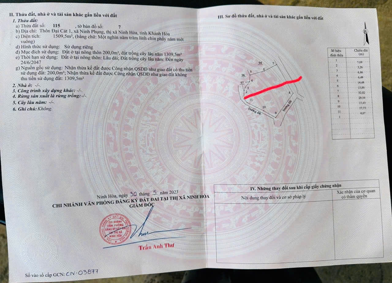 N5-468 Đại cát 1 , Ninh Phụng, Ninh Hòa giá chit 1ty3