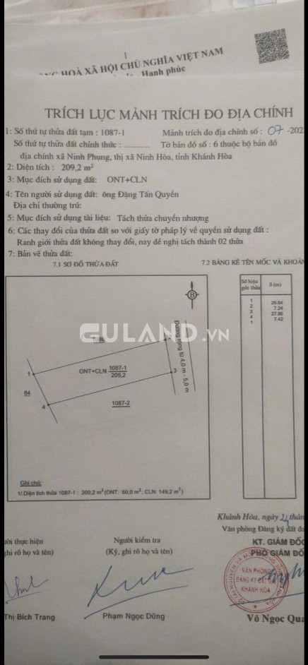 Vĩnh Phước - Ninh Phụng- 7x28- 60 thổ