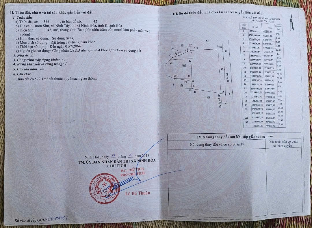 0938.113.403 Ms Thảo Bán gần 4000m², HNK quy hoạch thổ, trục bê tông Vận Hành 1