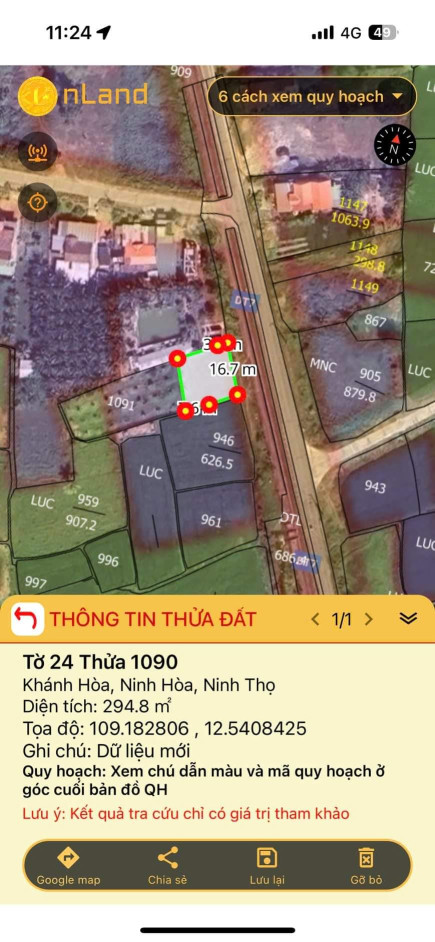 0938.113.403 Ms Thảo Đất lúa qh full thổ Ninh Thọ, bám đường 16m