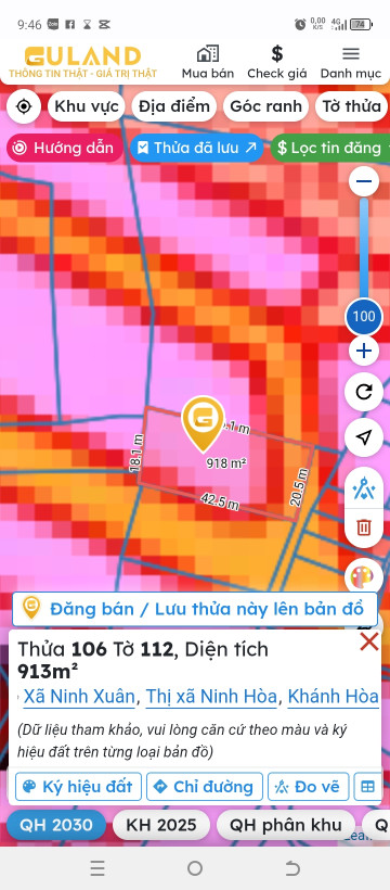 LH: 0938156791 Hiếu 
💥💥💥CẦN BÁN ĐẤT CHÍNH CHỦ TẠI PHƯỚC LÂM – NINH XUÂN – NINH HÒA – KHÁNH HÒA

👉Diện tích: 912m2 có sẵn 400m ont

👉Pháp lý: Sổ hồng sang tên nhanh gọn

👉Hiện trạng: Đất bằng phẳng, không dính quy hoạch, gần khu dân cư

👉Tiềm năng