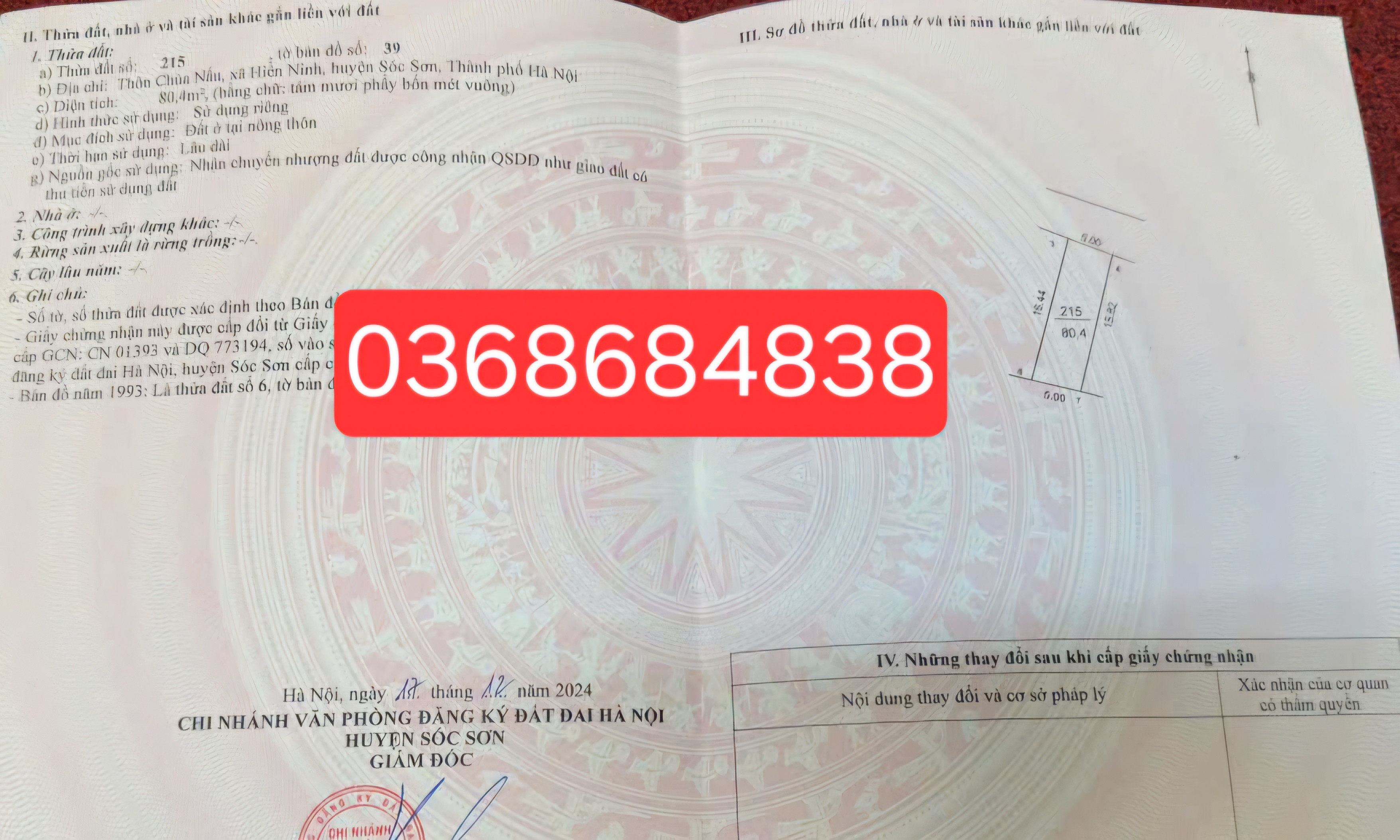 Bán đất 80.4m² ngang 5m giá 2.42 tỷ Xã Nội Bài
