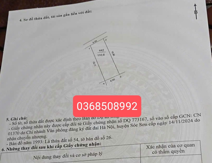 Bán đất 110,6m² ngang 6m giá 2.4 tỷ Xã Nội Bài