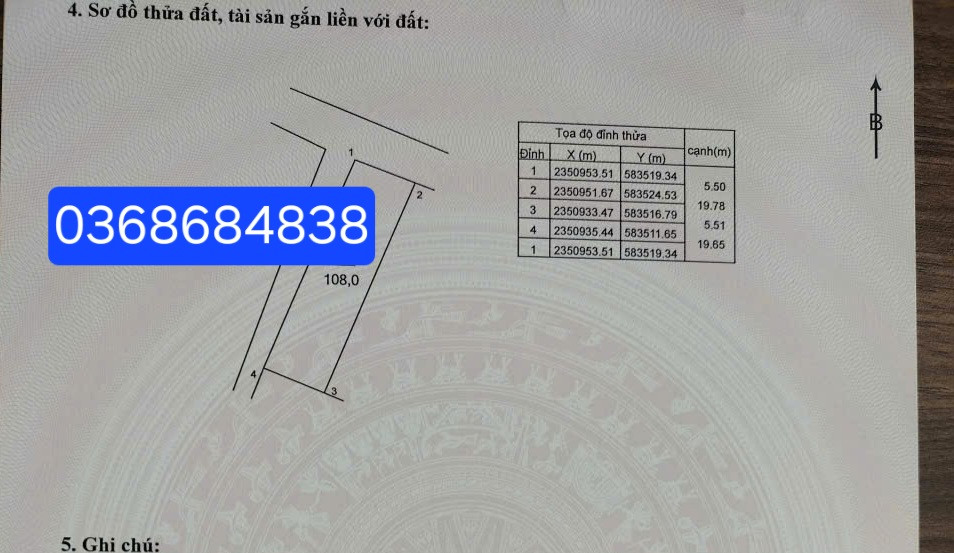 Bán đất 108m² ngang 5.5m giá 4.35 tỷ Xã Nội Bài