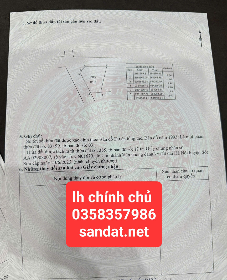 Bán đất 81.5m² ngang 10m giá 3.05 tỷ Xã Nội Bài
