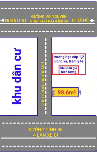 Bán đất 98.6m² ngang 4m giá 3.68 tỷ Xã Nội Bài