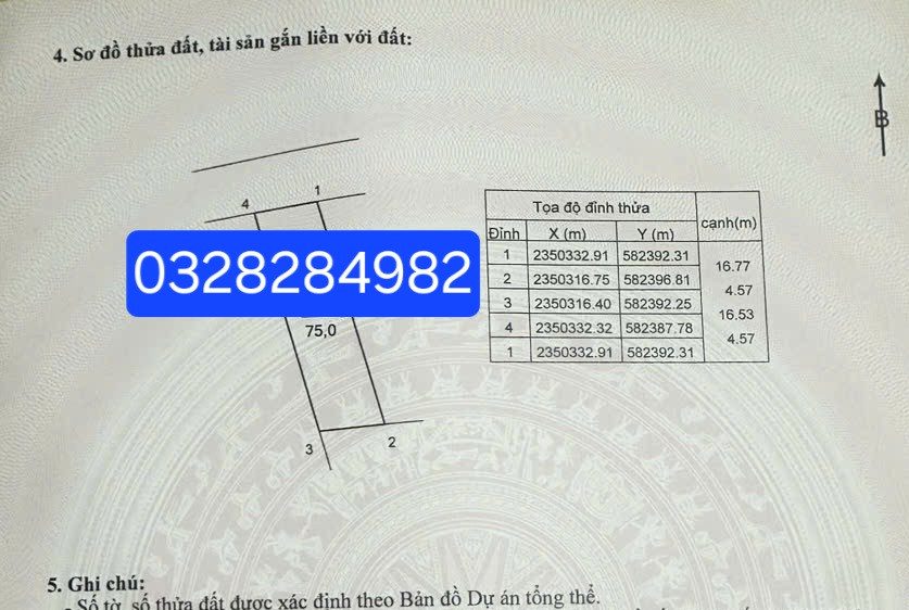 Bán đất 75m² full thổ cư ngang 4.5m giá 2.85 tỷ tại Xã Nội Bài