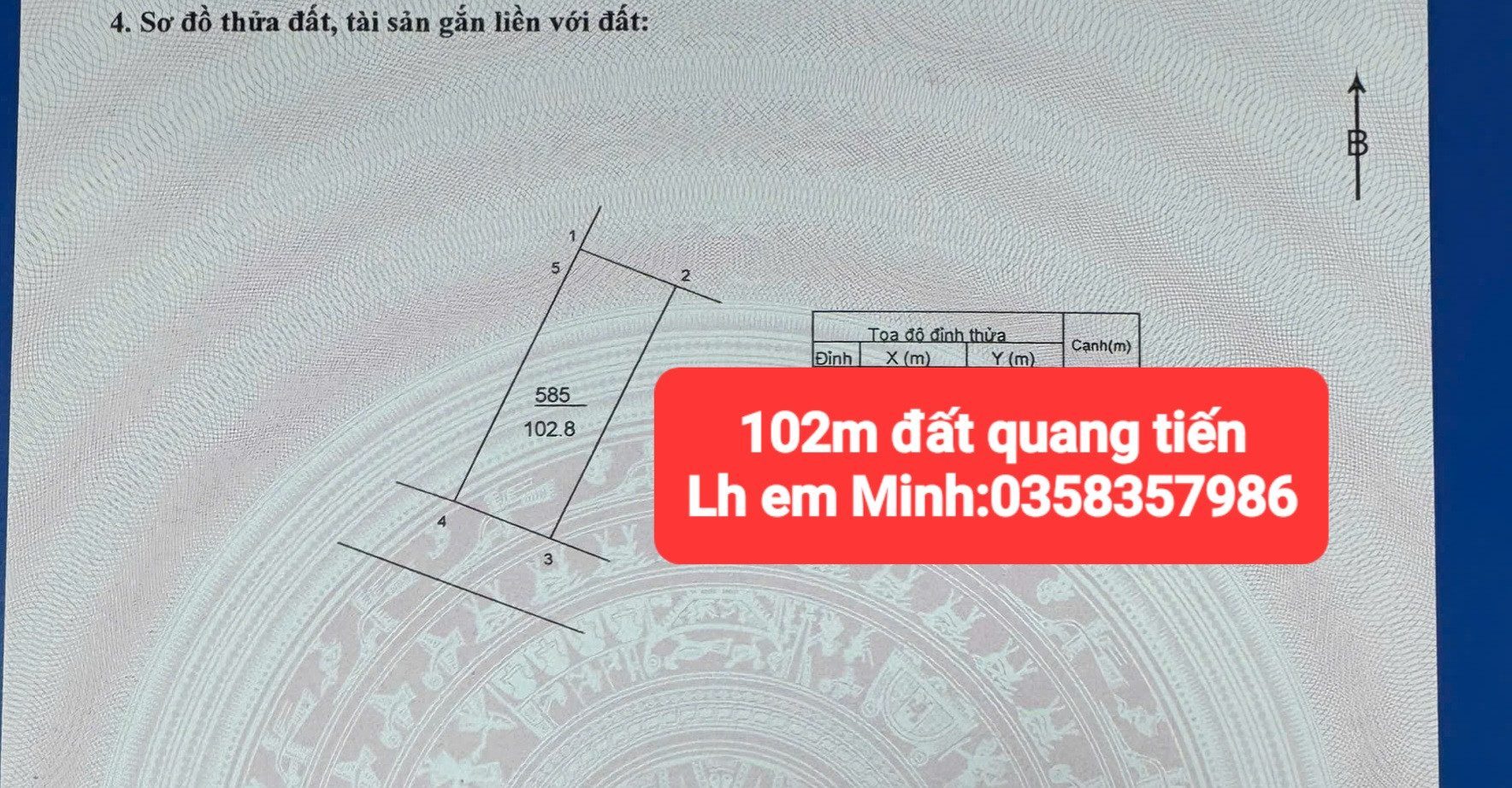 Bán đất 102.8m² full thổ cư ngang 6.2m giá 4.1 tỷ tại Xã Nội Bài