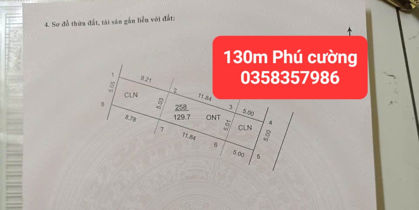 Bán đất 130m² có sẵn 59.4m² thổ cư ngang 5m giá 3.4 tỷ tại Xã Nội Bài