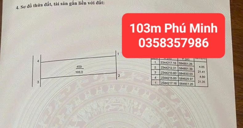 Bán đất 103m² full thổ cư ngang 4.8m giá 4.7 tỷ tại Xã Nội Bài