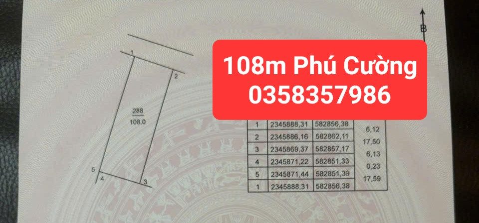 Bán Đất 108m² thổ cư 108m² giá 4.7 tỷ tại Xã Nội Bài Hà Nội