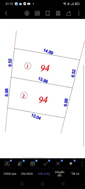 Bán đất 94m² ngang 6.98m giá 2.42 tỷ Xã Nội Bài