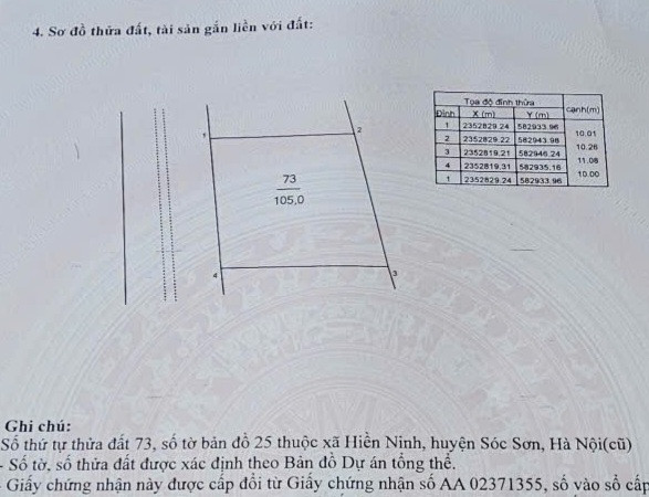 Bán đất 105m² ngang 10m giá 3.2 tỷ Xã Nội Bài