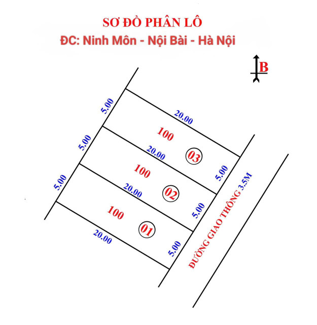 Bán đất 100m² ngang 5m giá 2.2 tỷ Xã Nội Bài